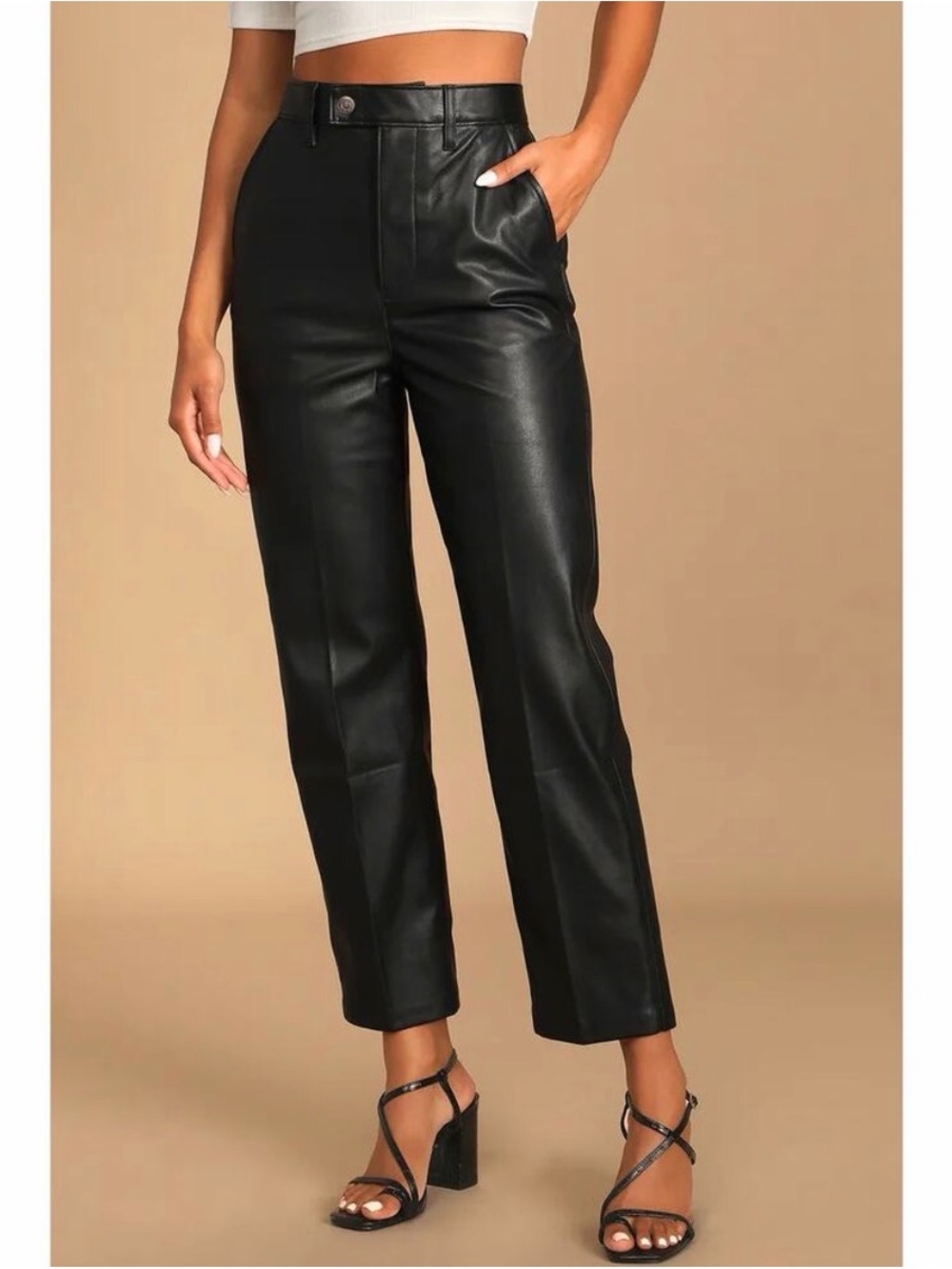 Levi's Black High-Rise Faux Leather Straight Leg Pants